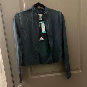 Adidas Women's Dark Teal Crop Bomber Jacket